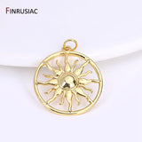 14K Sun Charms with Zircon Inlay for Jewelry Making