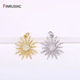 14K Sun Charms with Zircon Inlay for Jewelry Making