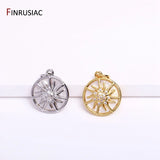 14K Sun Charms with Zircon Inlay for Jewelry Making