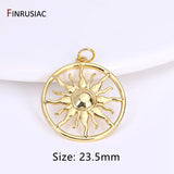 14K Sun Charms with Zircon Inlay for Jewelry Making