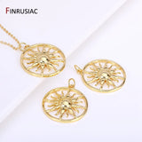14K Sun Charms with Zircon Inlay for Jewelry Making