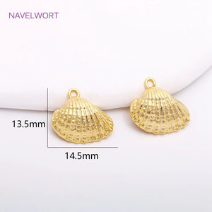 14K Plated Shell Charms,Brass Metal Shell Pendants DIY Jewellery Supplies