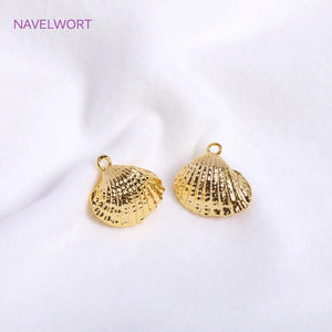 14K Plated Shell Charms,Brass Metal Shell Pendants DIY Jewellery Supplies