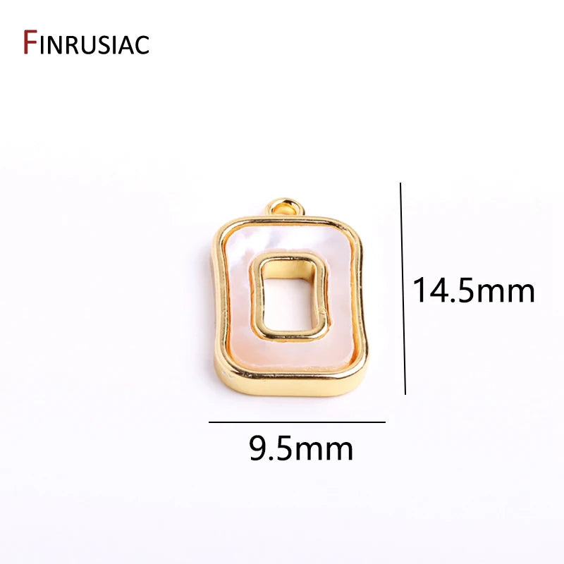 14K Plated Shell Square Pendants for DIY Jewelry