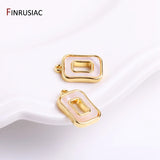 14K Plated Shell Square Pendants for DIY Jewelry