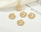 14K Plated Zircon Circle Pendant DIY Accessory Set - 2pcs