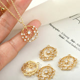 14K Plated Zircon Circle Pendant DIY Accessory Set - 2pcs