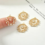14K Plated Zircon Circle Pendant DIY Accessory Set - 2pcs
