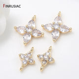14K Plated Zircon Crystal Cross Charms for DIY Jewelry Making