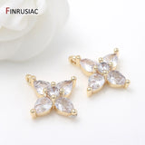 14K Plated Zircon Crystal Cross Charms for DIY Jewelry Making