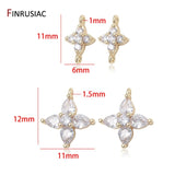 14K Plated Zircon Crystal Cross Charms for DIY Jewelry Making