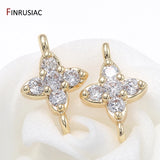 14K Plated Zircon Crystal Cross Charms for DIY Jewelry Making