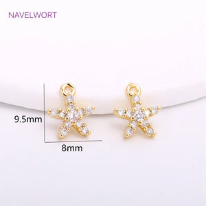 Starfish Charms For Jewelry Making, Zircon Inlaid Pendants DIY Accessories
