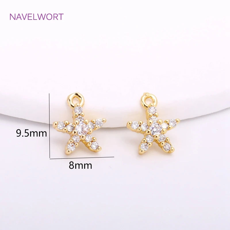 Starfish Charms For Jewelry Making, Zircon Inlaid Pendants DIY Accessories