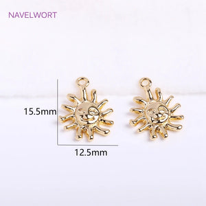14K Plated Sun Charms for Jewelry Making, DIY Crafts Findings