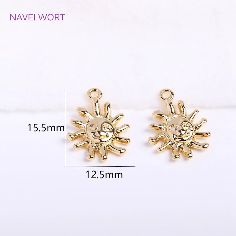 14K Plated Sun Charms for Jewelry Making, DIY Crafts Findings