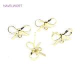 14K Plated Bowknot Post Earring Fittings S925 Silver Needle Stud Accessory
