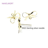 14K Plated Bowknot Post Earring Fittings S925 Silver Needle Stud Accessory