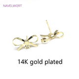 14K Plated Bowknot Post Earring Fittings S925 Silver Needle Stud Accessory