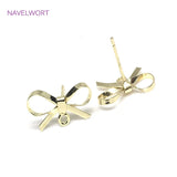 14K Plated Bowknot Post Earring Fittings S925 Silver Needle Stud Accessory