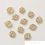 14K Plated Double Hanging Zircon Beading Bracelet Ear Stud 2pcs