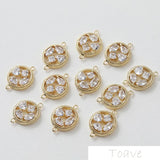 14K Plated Double Hanging Zircon Beading Bracelet Ear Stud 2pcs