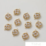 14K Plated Double Hanging Zircon Beading Bracelet Ear Stud 2pcs