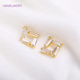 14K Plating Square Charms CZ Crystal Pendants