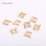 14K Plating Square Charms CZ Crystal Pendants