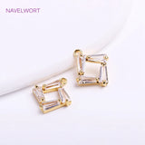14K Plating Square Charms CZ Crystal Pendants
