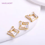 14K Plating Square Charms CZ Crystal Pendants