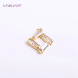 14K Plating Square Charms CZ Crystal Pendants