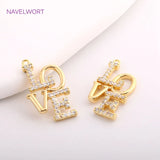 14K Plated LOVE Letter Pendant Zircon Inlaid Charm DIY Jewelry Making