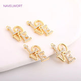 14K Plated LOVE Letter Pendant Zircon Inlaid Charm DIY Jewelry Making