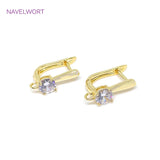 14K Plating Lever-Back Earring Brass Metal Zirconia Huggie Earrings