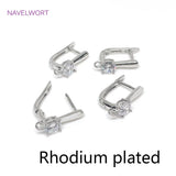 14K Plating Lever-Back Earring Brass Metal Zirconia Huggie Earrings