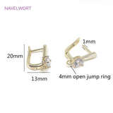 14K Plating Lever-Back Earring Brass Metal Zirconia Huggie Earrings