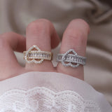 14K Plating Zircon Ring Korea Jewelry Women's Party Adjustable