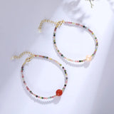 14K Plating Natural Tourmaline Rainbow Candy Lucky Pearl Bracelet