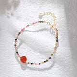 14K Plating Natural Tourmaline Rainbow Candy Lucky Pearl Bracelet