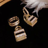 Zircon Bag Dangle Earrings - Double-Wear Hoop Earring - Wedding Jewelry
