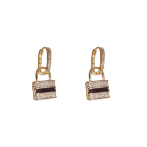 Zircon Bag Dangle Earrings - Double-Wear Hoop Earring - Wedding Jewelry