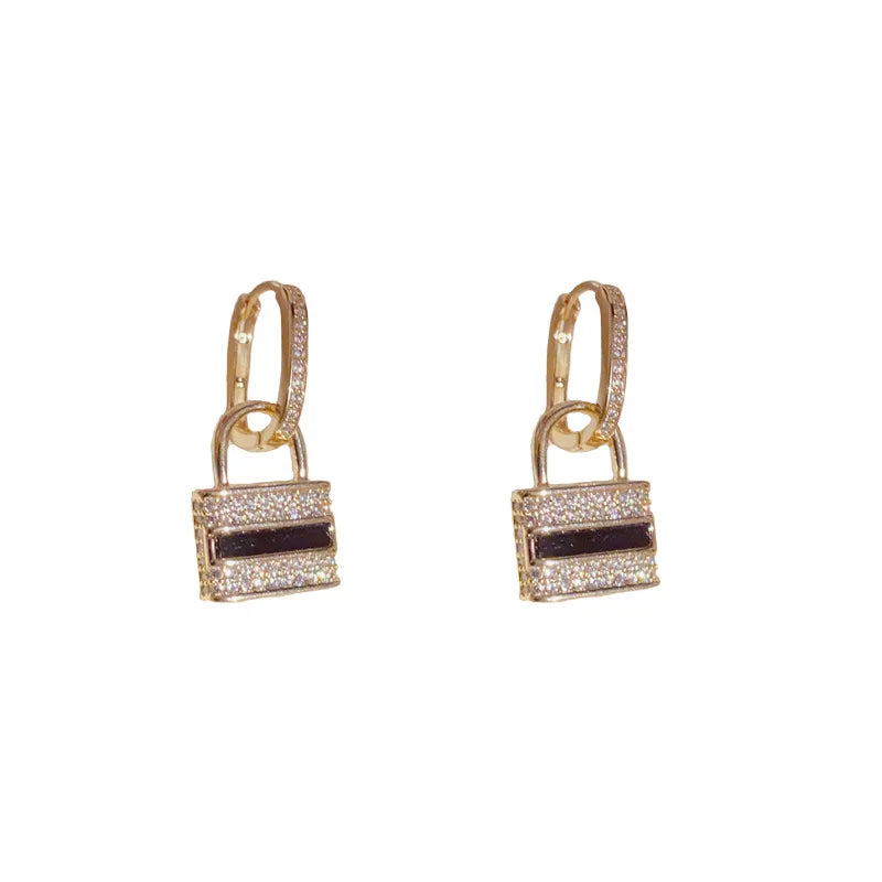 Zircon Bag Dangle Earrings - Double-Wear Hoop Earring - Wedding Jewelry