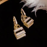 Zircon Bag Dangle Earrings - Double-Wear Hoop Earring - Wedding Jewelry
