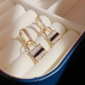 Zircon Bag Dangle Earrings - Double-Wear Hoop Earring - Wedding Jewelry