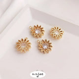 14K Zircon Daisy Sun Flower Pendant for Bracelet Necklace