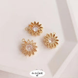 14K Zircon Daisy Sun Flower Pendant for Bracelet Necklace