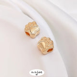 14K Big Hole Bead Cat Claw Bear Paw Through Hole Loose Bead for Bracelet DIY