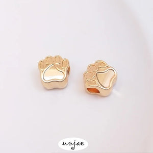 14K Big Hole Bead Cat Claw Bear Paw Through Hole Loose Bead for Bracelet DIY