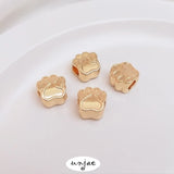 14K Big Hole Bead Cat Claw Bear Paw Through Hole Loose Bead for Bracelet DIY
